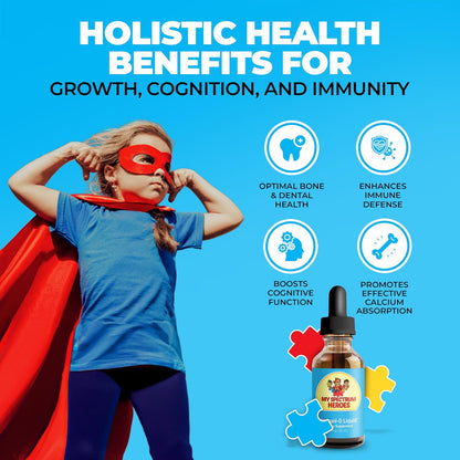 My Spectrum Heroes Immuni-D Liquid Vitamin D3 Supplement, 1000 IU, Gluten-Free, Tasteless, 30 ml