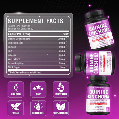CIVIMUNA Quinine Cinchona Bark Capsules - 90 Capsules