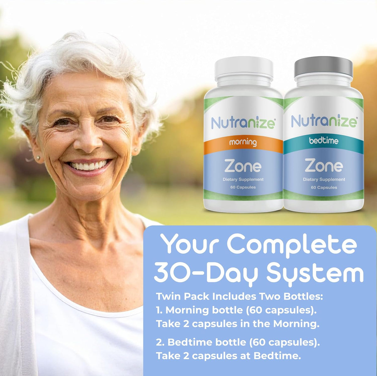 Nutranize Zone Twin-Pack Supplement System - Pharmacist-Designed Morning & Bedtime Capsules with Magnesium Glycinate, Vitamin D3, K2 MK7, Methylfolate, Chromium, Melatonin - 30 Day Supply (120 Capsules) - görsel 7