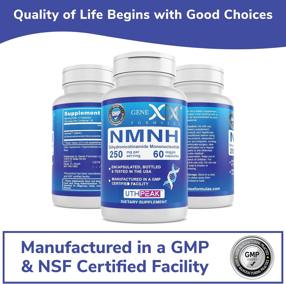 Genex Formulae 250mg NMNH (60 Capsules) | UthPeak™ Dihydronicotinamide Mononucleotide NAD+ Precursor - görsel 6
