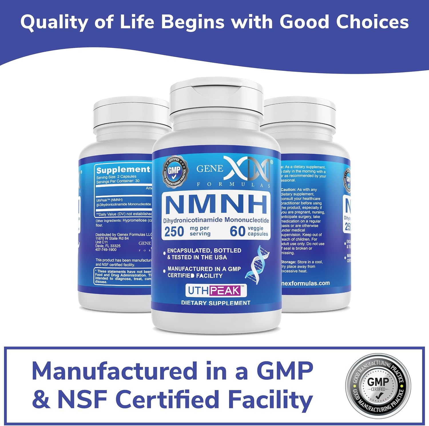 Genex Formulae 250mg NMNH (60 Capsules) | UthPeak™ Dihydronicotinamide Mononucleotide NAD+ Precursor - görsel 6