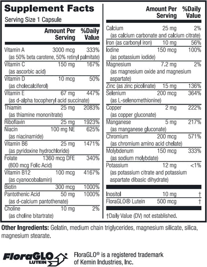Twinlab Daily One Caps with Iron - Multivitamin and Mineral Supplement with 25+ Nutrients, 180 Capsules