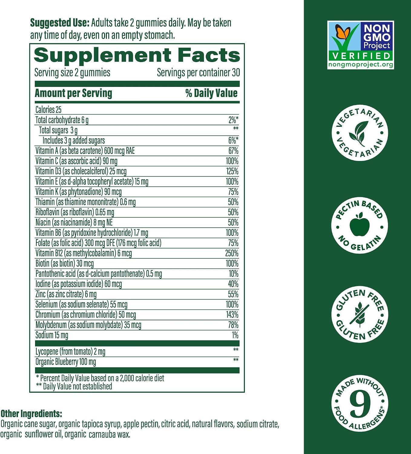 MegaFood Men's Multivitamin Wild Blueberry Gummy - 60 Gummies - görsel 2
