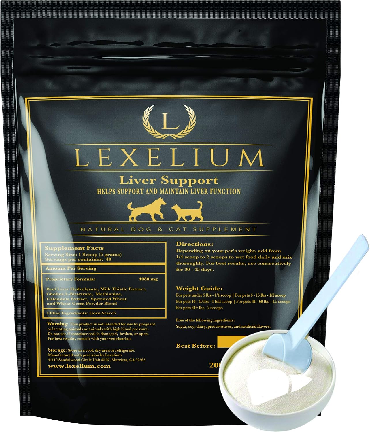Lexelium Liver Support Supplement for Dogs and Cats – Milk Thistle & Natural Ingredients Powder, 200g - görsel 1