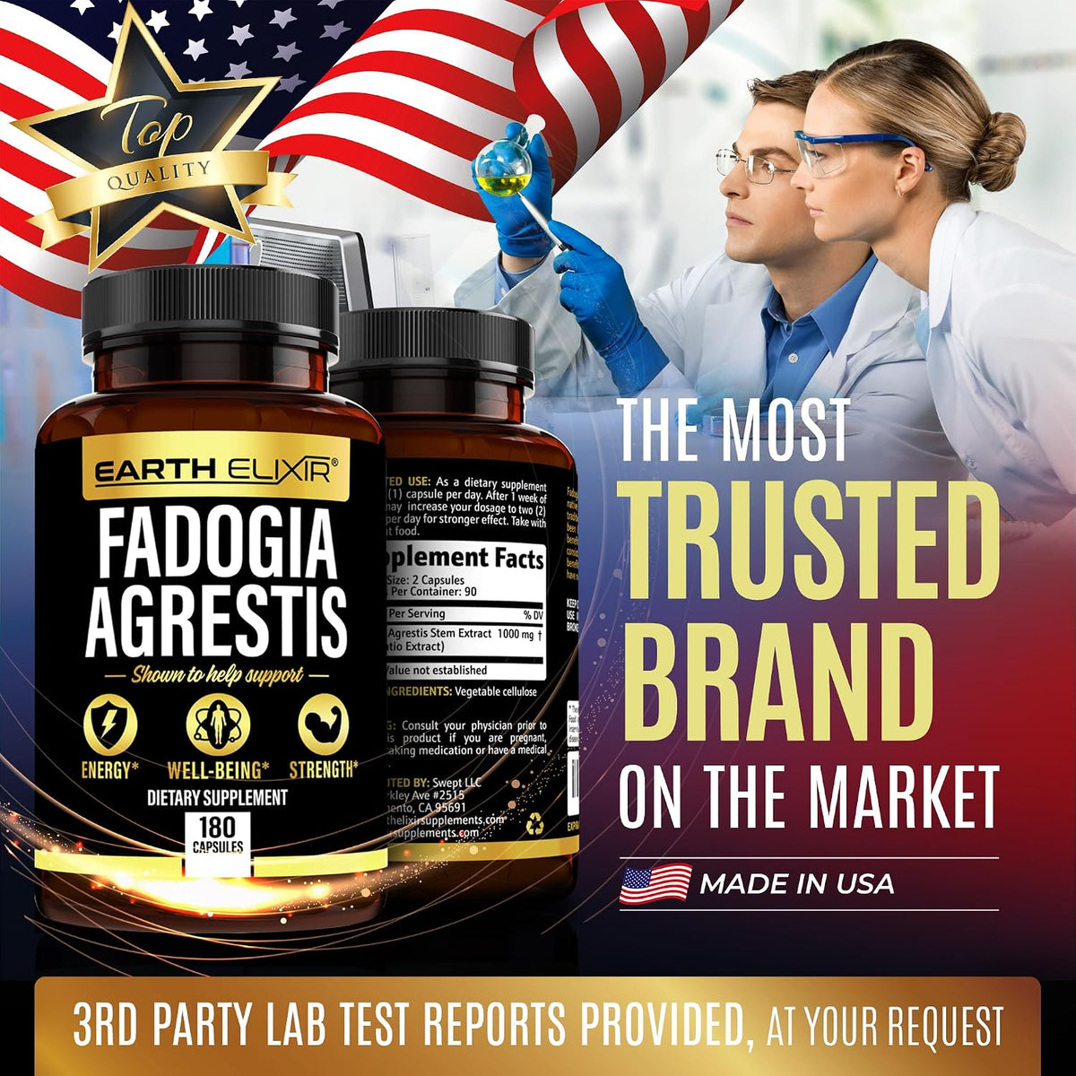 Earth Elixir Fadogia Agrestis Supplement - 900mg, 180 Capsules (3-Month Supply) - görsel 5