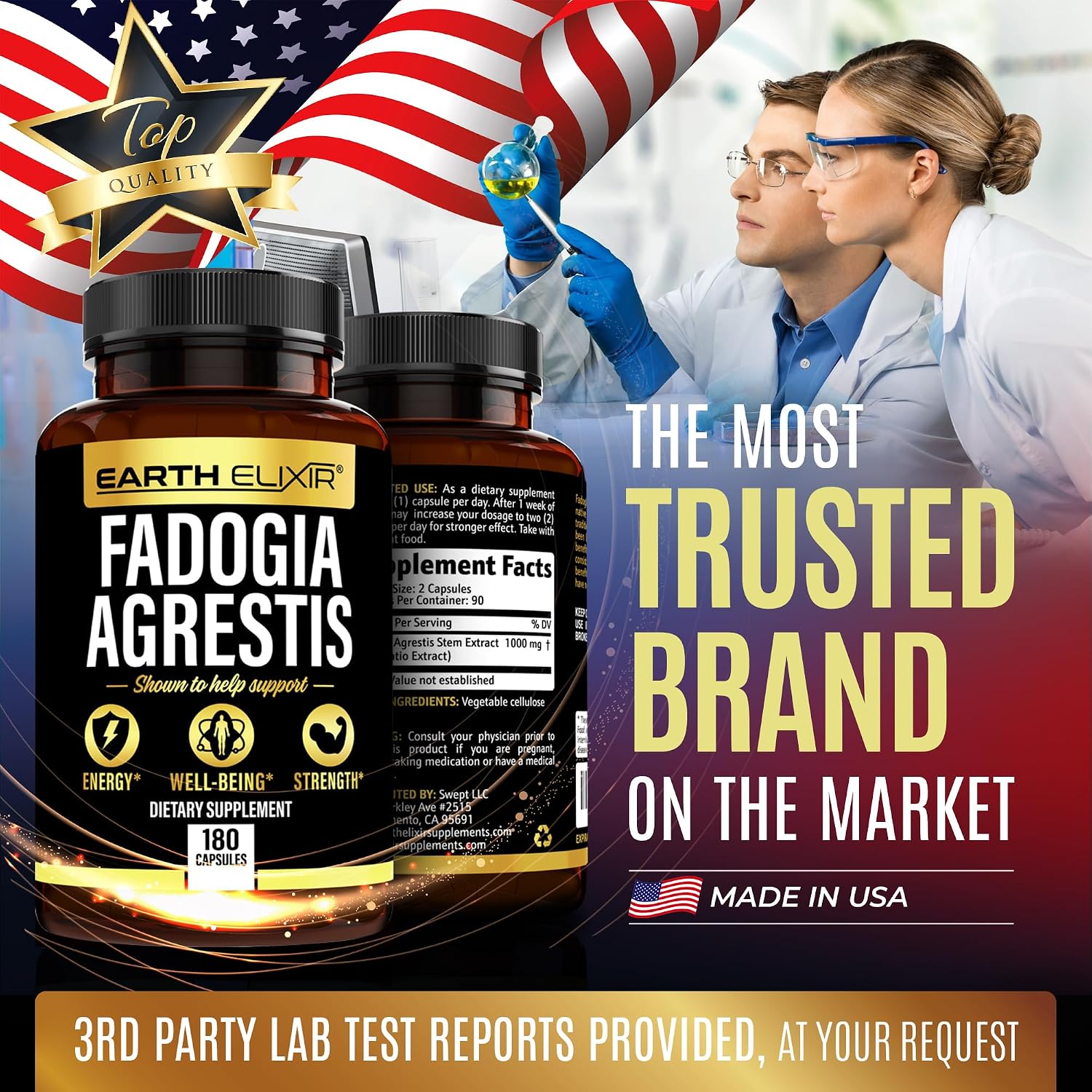 Earth Elixir Fadogia Agrestis Supplement - 900mg, 180 Capsules (3-Month Supply) - görsel 5