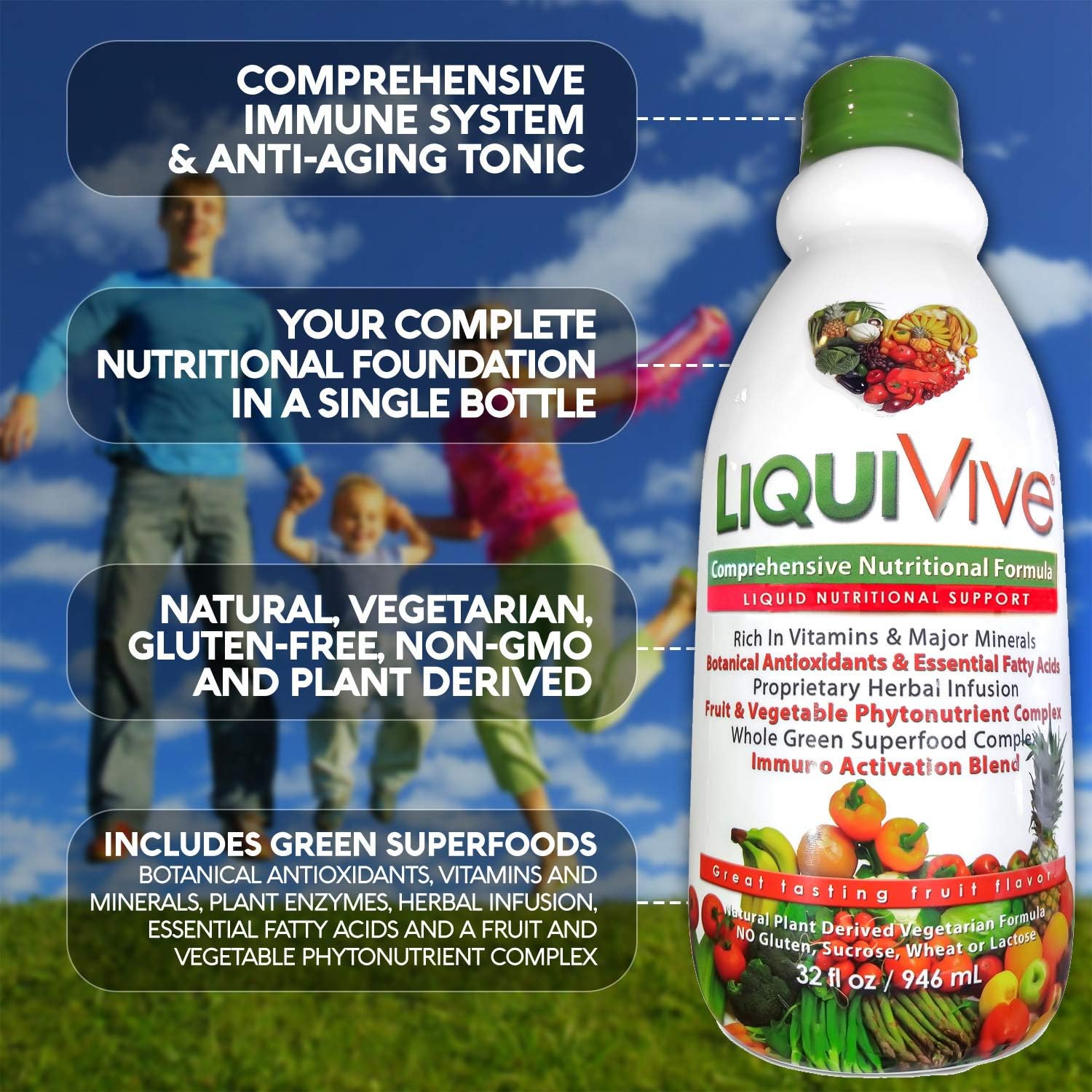 LiquiVive Mega Nutrition Liquid Multivitamin - Vegan, Non-GMO, Gluten-Free, 946 ml - görsel 3