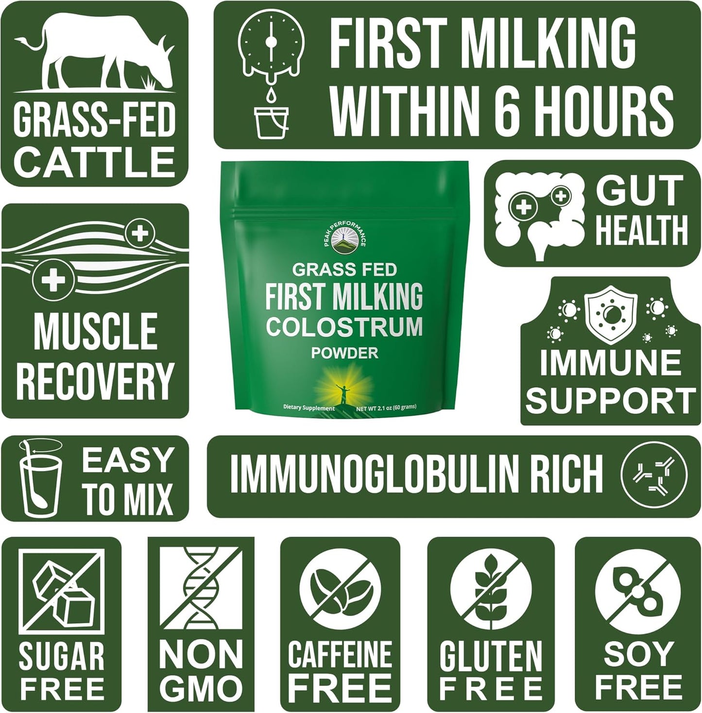 Peak Performance First Milking Colostrum Powder – Grass-Fed, Non-GMO Bovine Colostrum Supplement - görsel 7