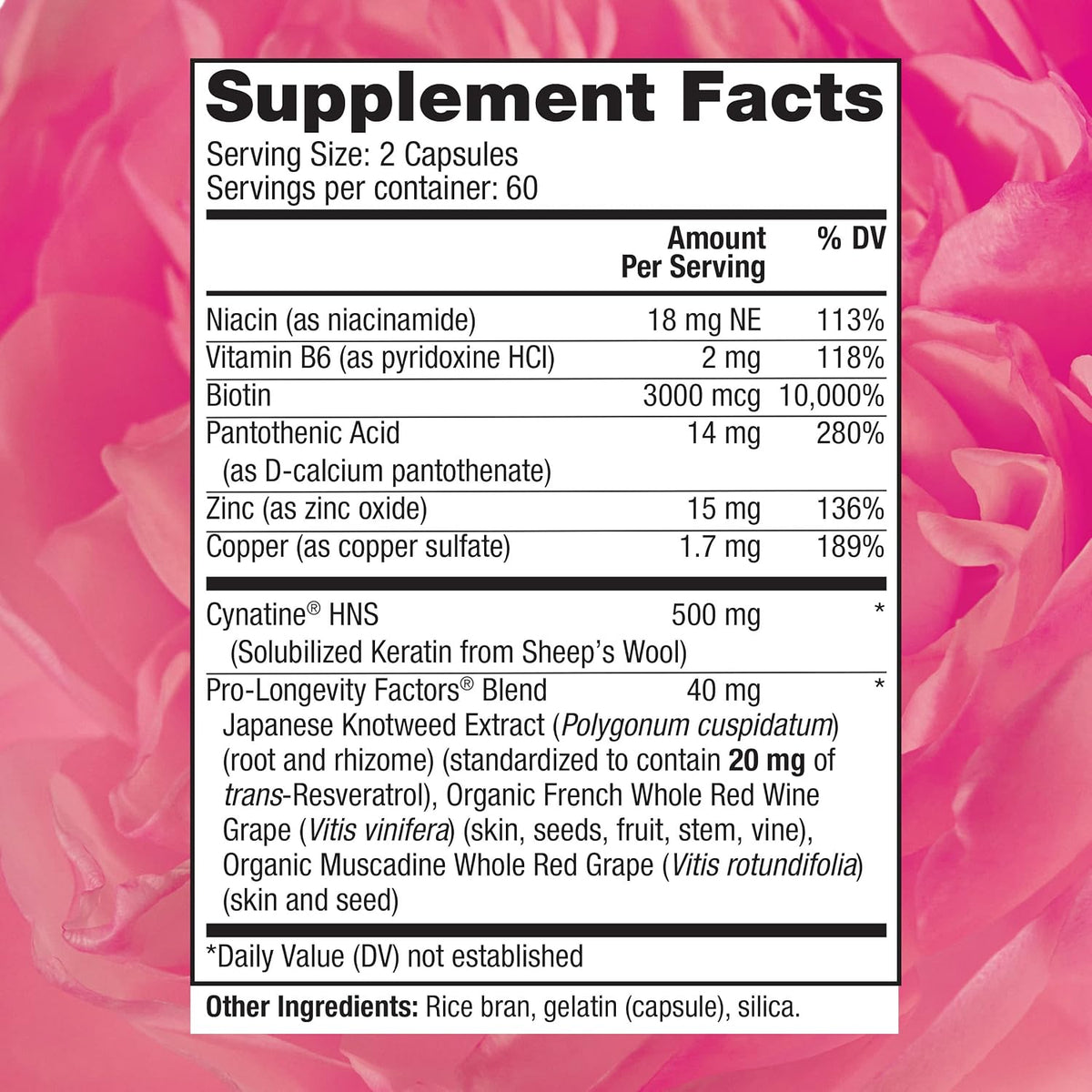 Reserveage Beauty Keratin Hair Booster with Biotin & Resveratrol - 120 Capsules - görsel 2
