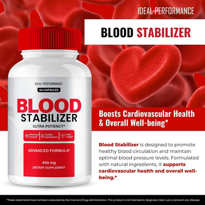 Blood Stabiliser Advanced Blood Formula Capsules, Official Blood Stabiliser Supplement Pills - Maximum Strength, All Natural Healthy Circulation & Stable Levels (3 Pack)