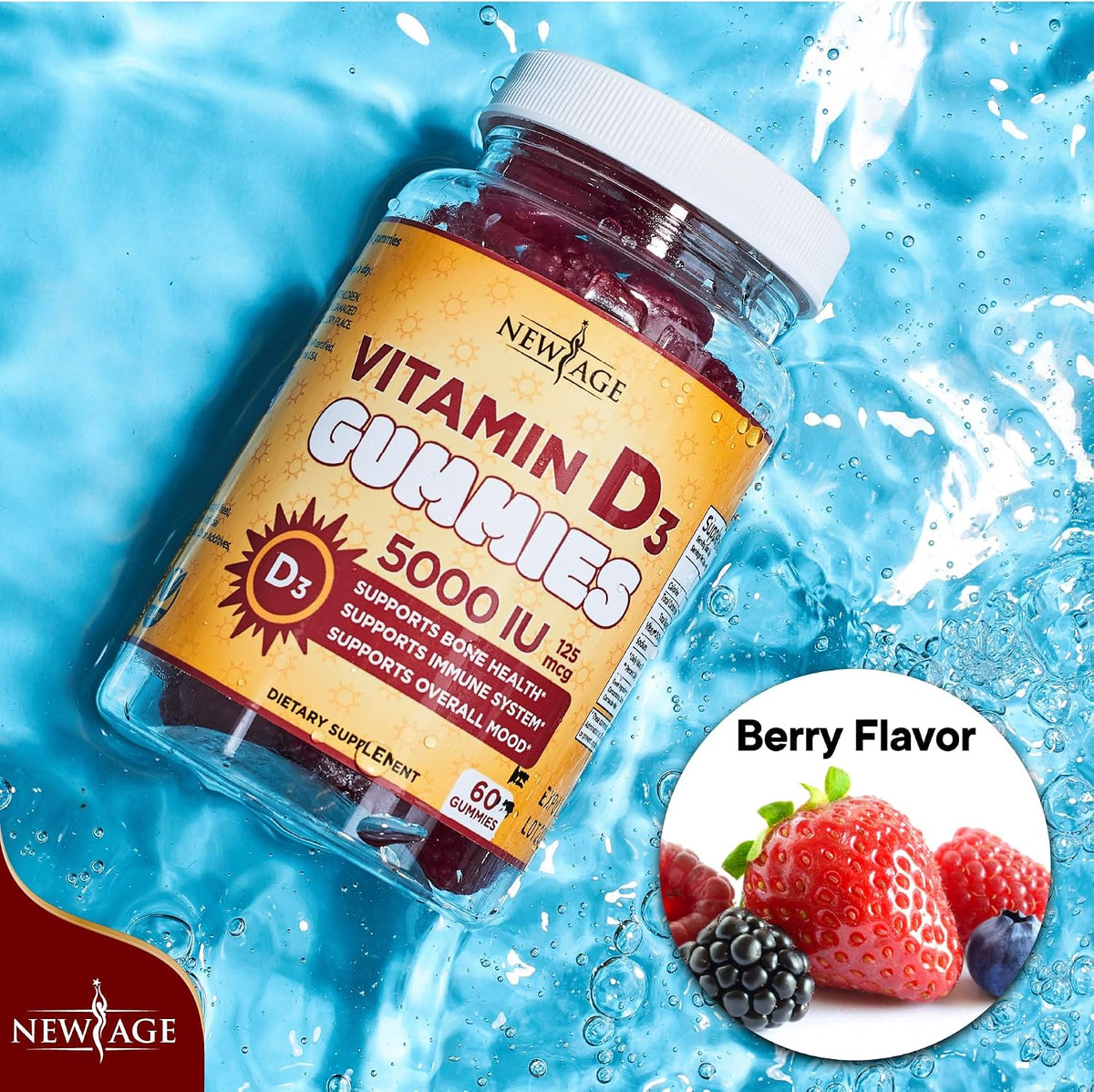 NEW AGE Immune Defence Combo - Vitamin D3 5000 IU & Zinc Gummies (2 Pack, 120 Count) - görsel 6