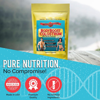BodyBoost Colostrum Whole - 100% Bovine Colostrum Powder for Immune Support and Gut Health, Grass-Fed, 227g
