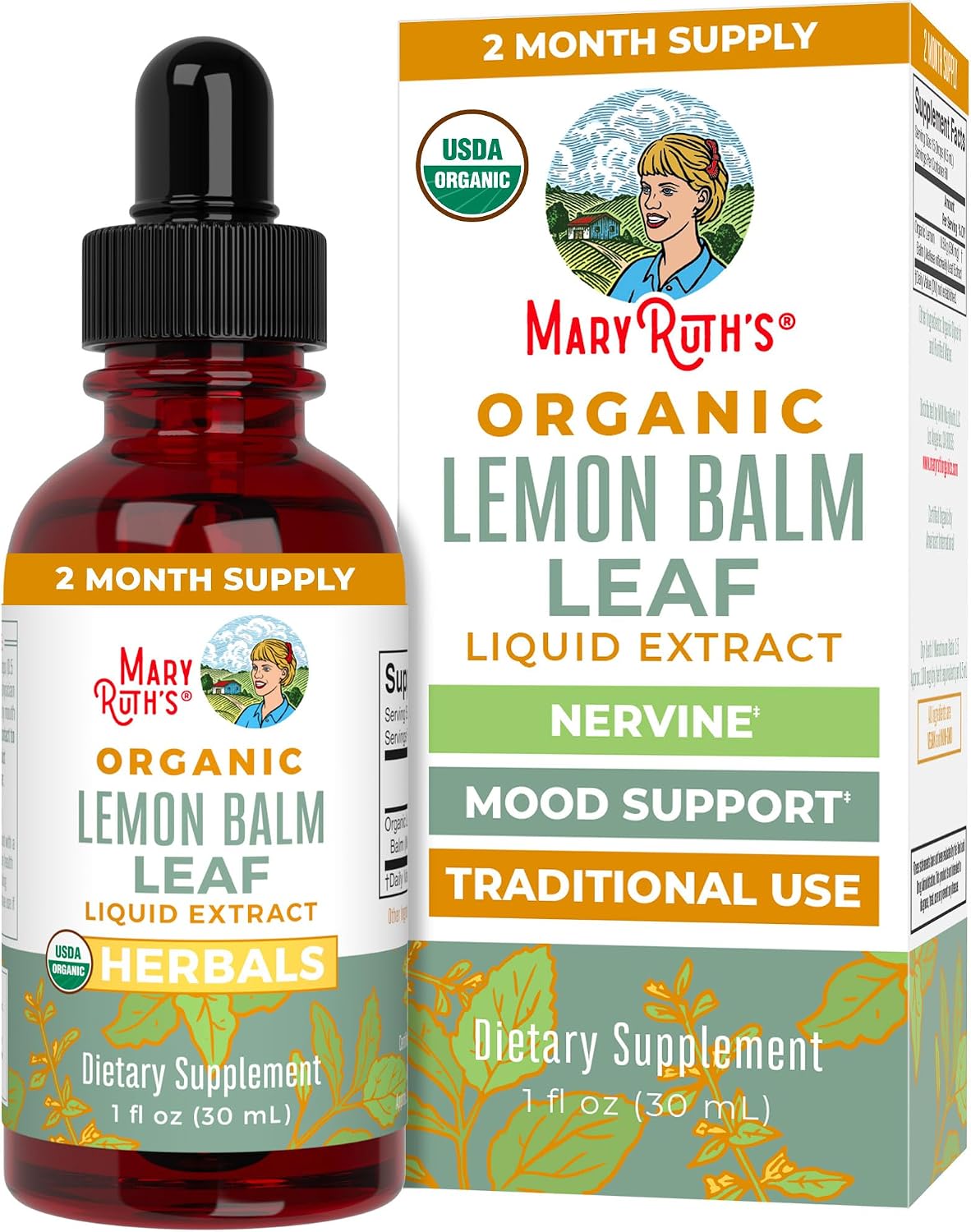 MaryRuth's Organics Lemon Balm Leaf Liquid Extract - USDA Organic - Alcohol-Free Tincture - Mood Support - 30 ml - görsel 1