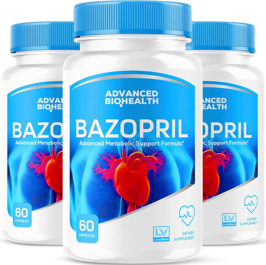 (3 Pack) Bazopril Capsules - Official Bazopril Advanced Formula for Blood Balance Support, Natural Food Supplement for Overall Health & Wellbeing, 180 Capsules (3-Month Supply)