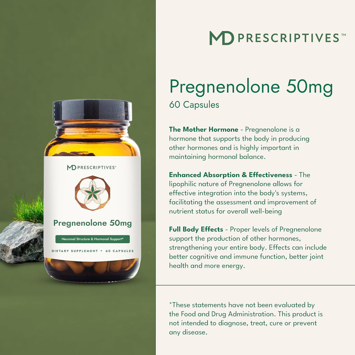 MD Prescriptives Pregnenolone - Vegan Hormone Support - 50 mg, 60 Capsules - görsel 3