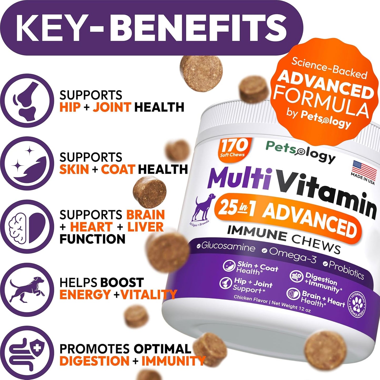 Petsology Dog Multivitamin Chewable - 170 Chews - görsel 2