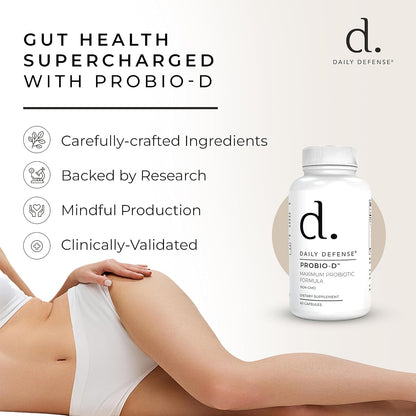 Daily Defence Probiotic Digestive Health Supplement - Daily Probiotics for Men & Women - 60 Capsules, PROBIO-D