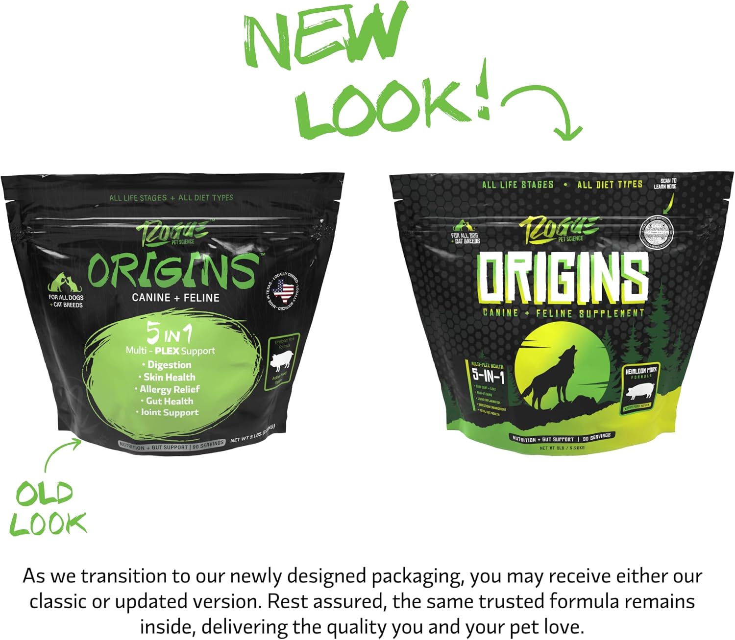 Origins 5-in-1 Dog Supplement - Powdered Food Topper with Natural Heirloom Pork Protein - Supports Healthy Digestion, Skin, and Coat (2.27 kg) - görsel 2
