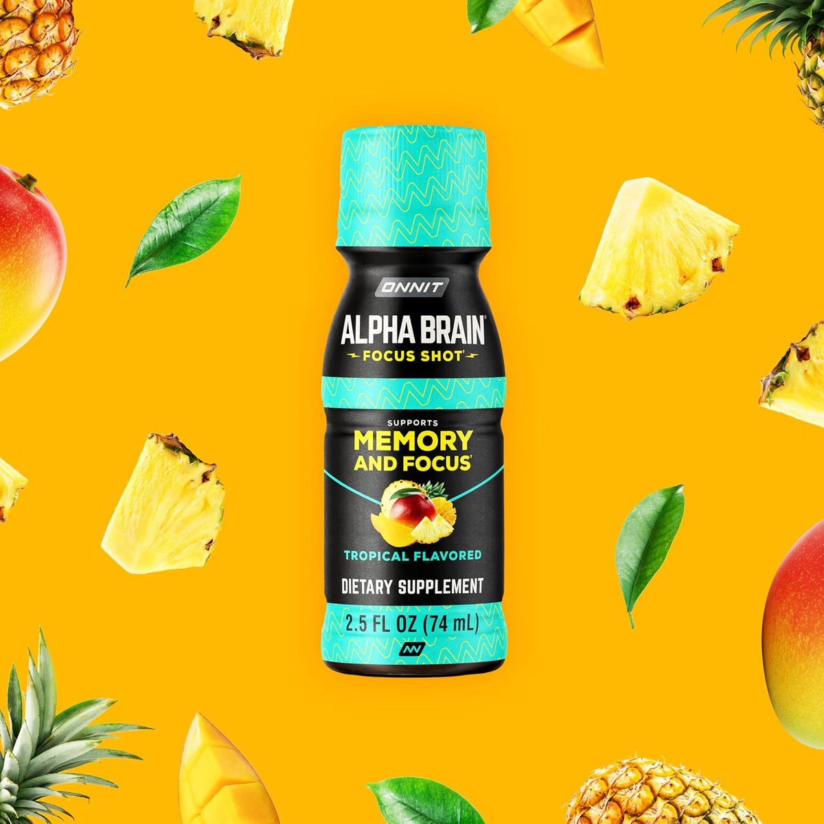 ONNIT Alpha Brain Focus Shot, Tropical Flavour - Nootropic Dietary Supplement Drink, 75 ml, 6 Count - görsel 5