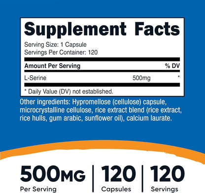 Nutricost L-Serine 500mg, 120 Capsules
