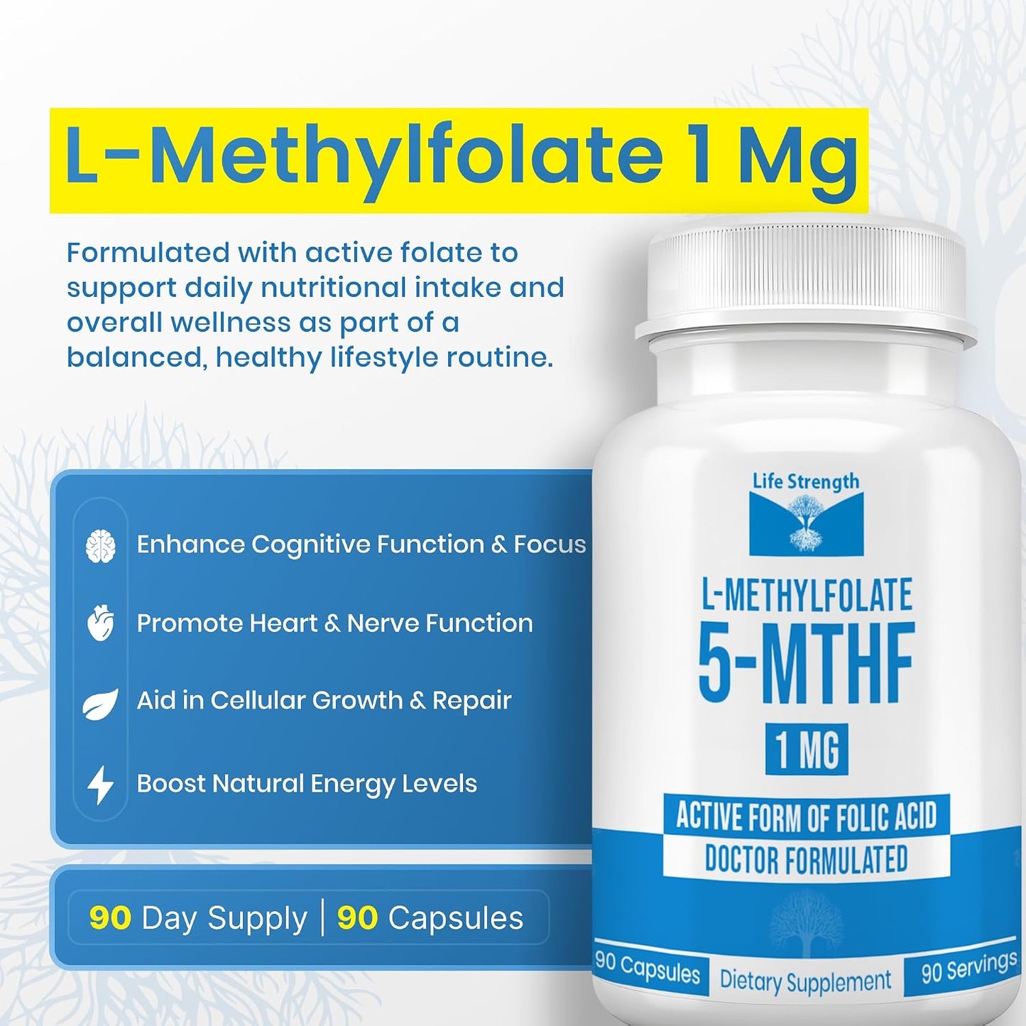 L-Methylfolate 1mg | 180 Capsules | Active Folate Supplement by LifeStrength - görsel 4