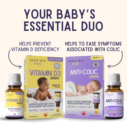 Little Nest Baby Vitamin D3 Drops – 400 IU per Dose, Natural for Infants & Toddlers, 100-Day Supply