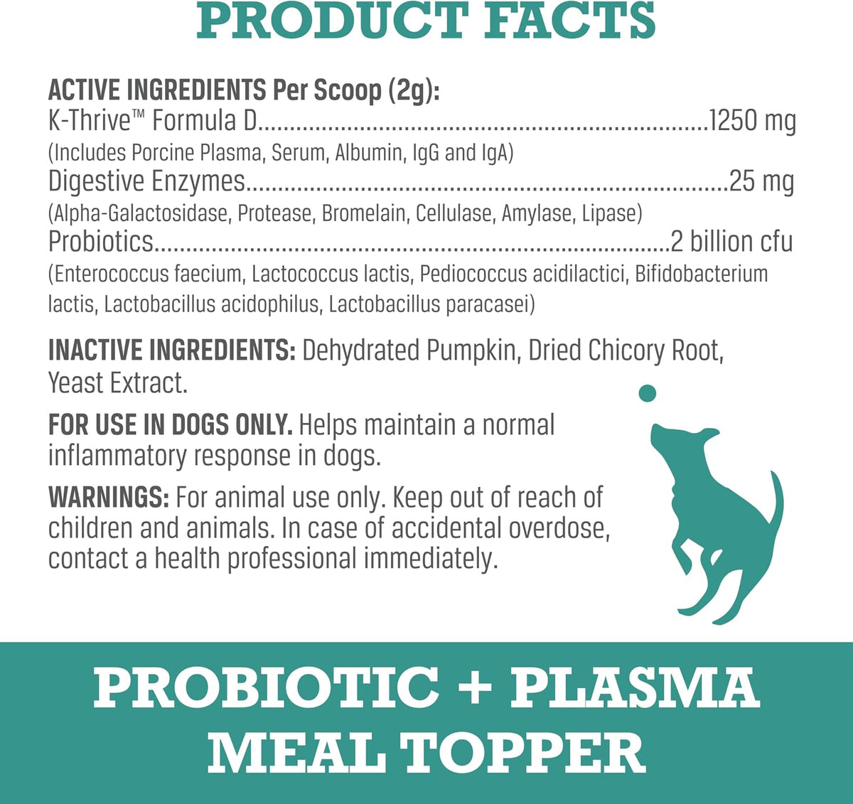 WINPRO Dog Probiotic Powder Meal Topper – Spray Dried Plasma with Prebiotics and Probiotics for Digestive Support and Gut Health, All Breeds, 60 Scoops - görsel 2