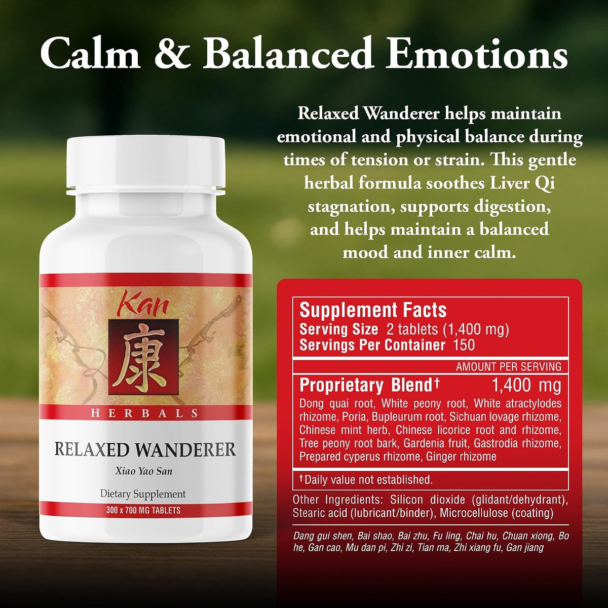 Kan Herbs Relaxed Wanderer Tablets – Traditional Chinese Herbal Blend (300 Tablets) - görsel 3