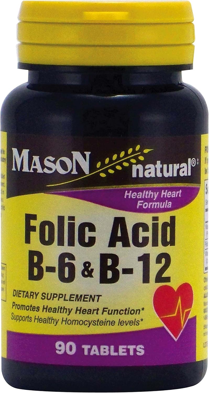 Mason Natural Folic Acid, Vitamin B6 & B12 Heart Health Formula, 90 Tablets (Pack of 4) - görsel 5