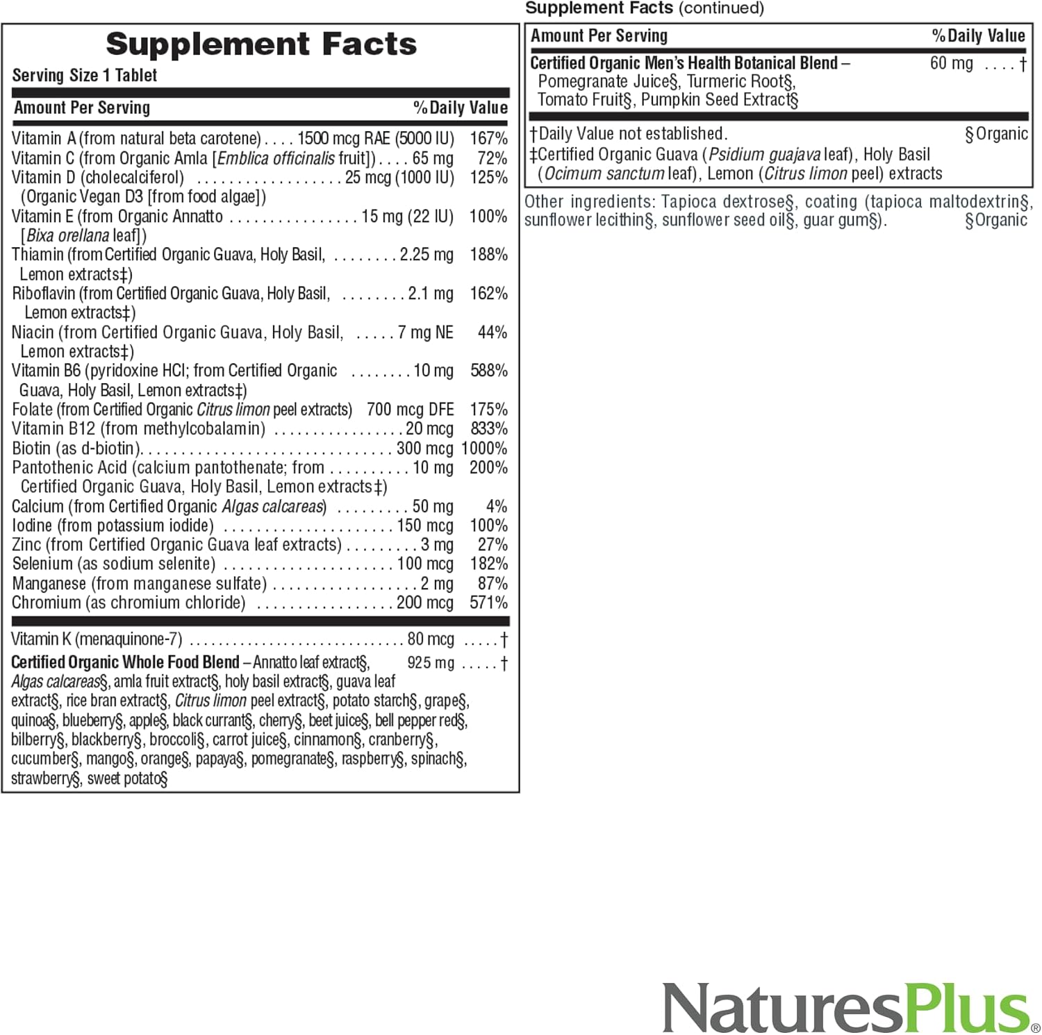 NaturesPlus Source of Life Garden Men’s Once Daily Multivitamin - 30 Tablets - görsel 5