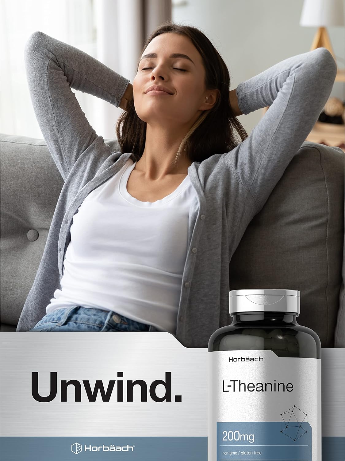 Horbäach L-Theanine | 200mg | 400 Capsules | Value Size | Non-GMO, Gluten-free Supplement - görsel 6
