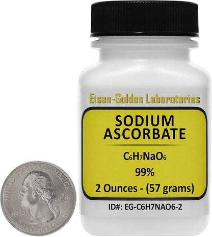 Sodium Ascorbate [C6H7NaO6] 99% USP Food Grade Powder, 57g