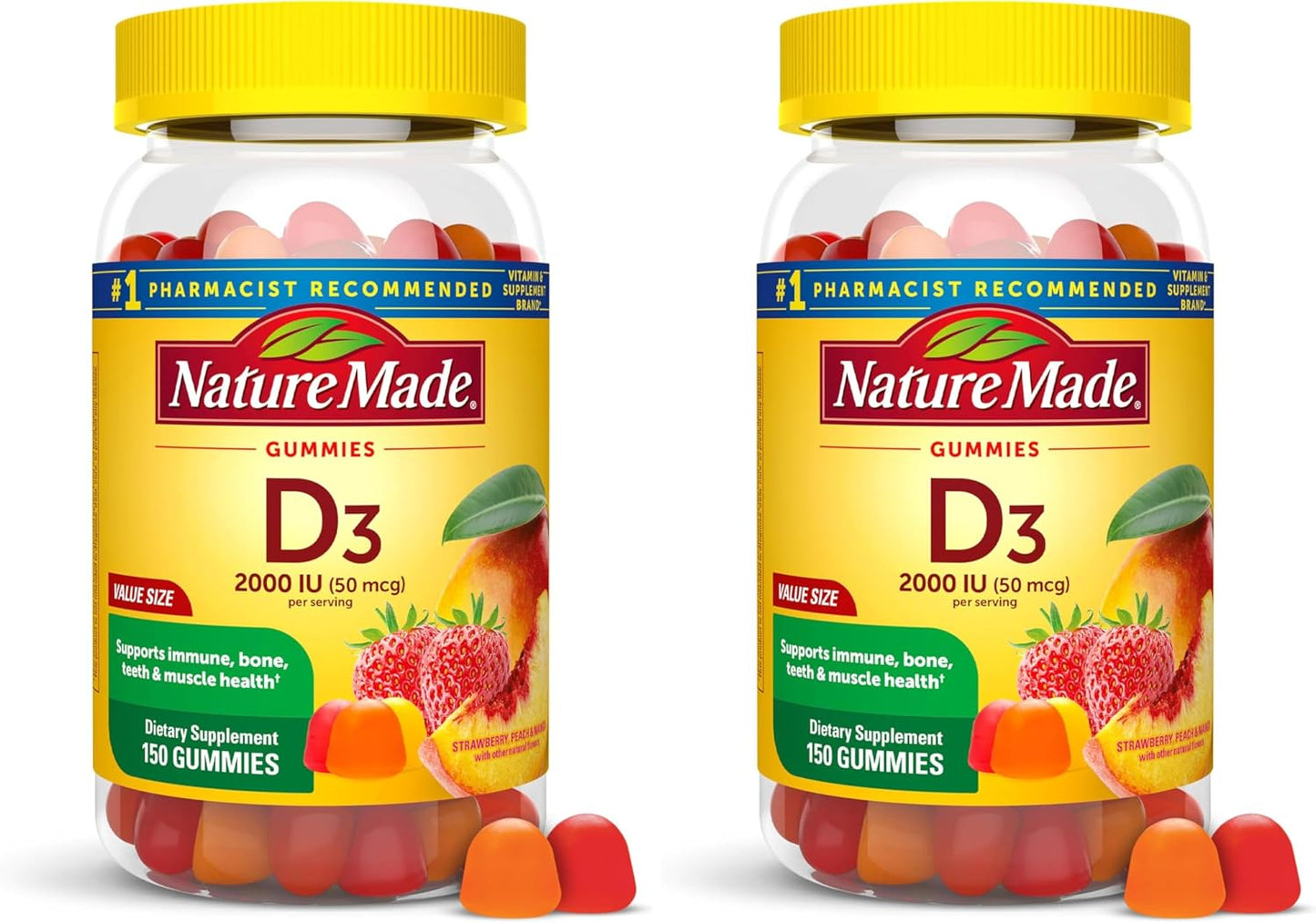 Nature Made Vitamin D3 2000 IU Per Serving Gummies, Bone, Teeth, Muscle and Immune Health Support, 75 Day Supply, 150 Vitamin D Gummies for Adults - görsel 9