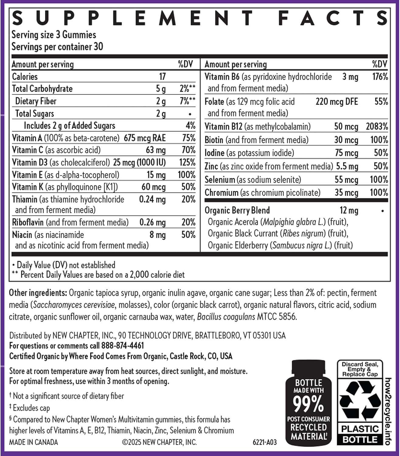 New Chapter Women’s 50+ Multivitamin Gummies, 52% Less Sugar – Berry Citrus, 90 Count - görsel 6