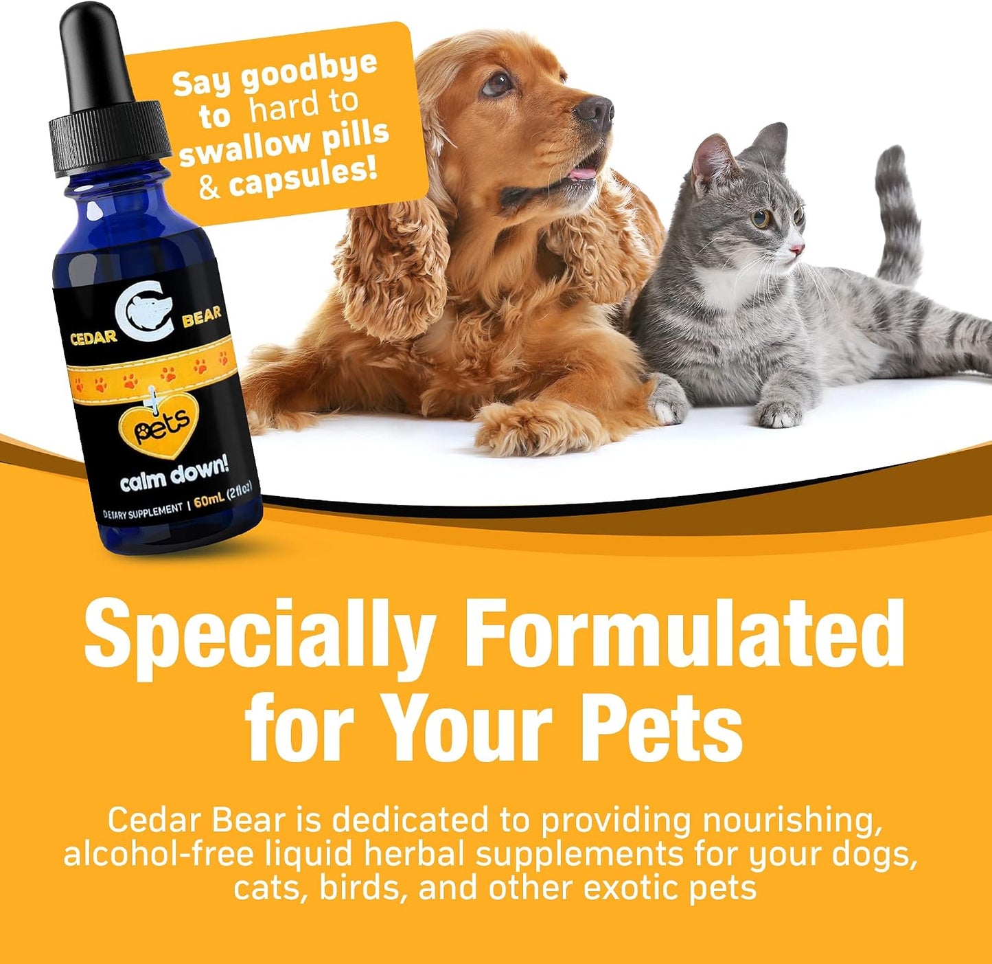 Cedar Bear Pet’s Calm Down - Natural Herbal Supplement for Stress Relief, for Cats, Dogs, Birds & Exotic Pets, 60 ml - görsel 6
