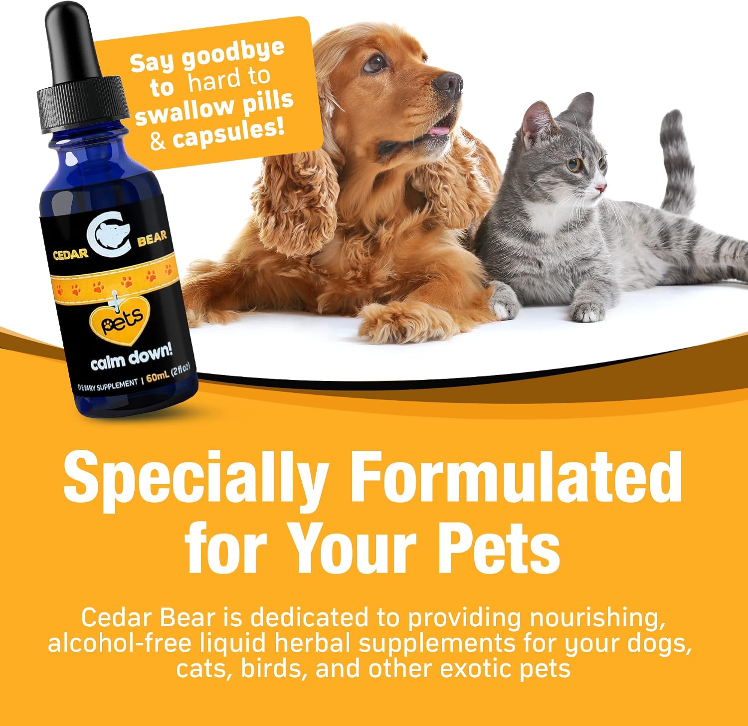 Cedar Bear Pet’s Calm Down - Natural Herbal Supplement for Stress Relief, for Cats, Dogs, Birds & Exotic Pets, 60 ml - görsel 6