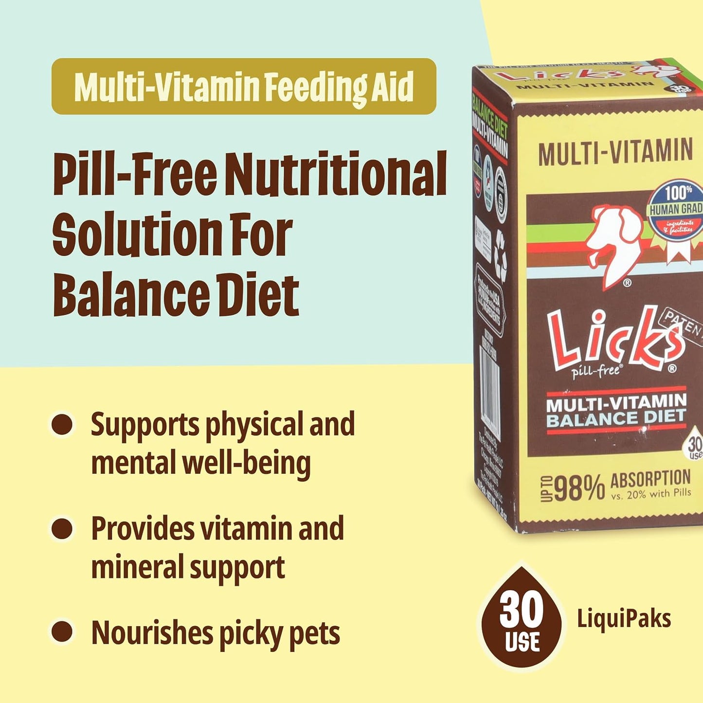 Licks Multivitamin - Daily Nutritional Support for Puppies, Adults & Seniors - Canine Multivitamin with Calcium, Vitamin A, D, E & B12 - Pill-Free Gel Packets - 30 Packets - görsel 3