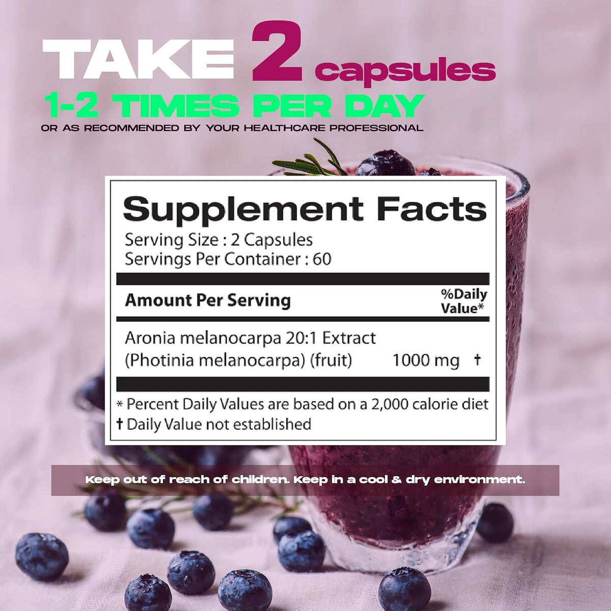 Aronia Berry 20:1 Extract (120 x 500mg Capsules) – Antioxidant, Flavonoids & Polyphenols Supplement – High ORAC – Native American Berry – Improved Wellbeing - görsel 4
