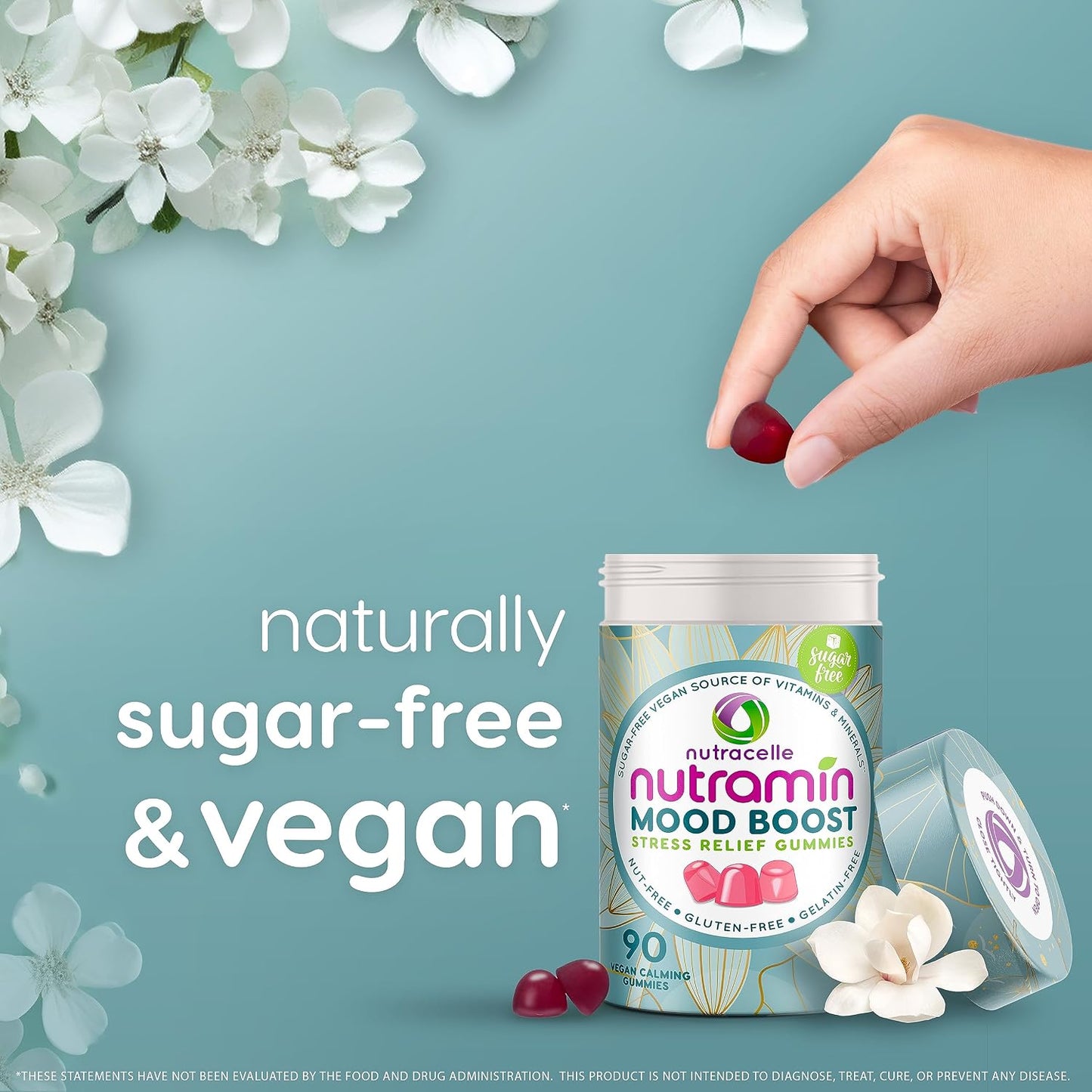 NUTRAMIN Mood Boost Multivitamin Gummy - Anti-Stress Magnesium Ashwagandha + B Complex - Sugar-Free, Vegan, Gluten-Free (90 Count) - görsel 8