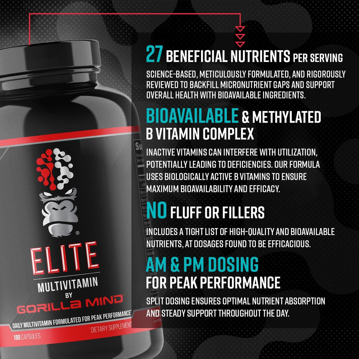 Gorilla Mind Elite Multivitamin (180 Capsules) – Daily Multivitamin for Peak Performance - görsel 3
