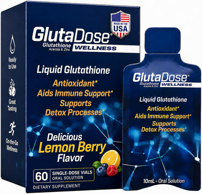 Liquid Glutathione Supplement with Zinc & Acerola – Lemon Berry Sachets – 30 Packets