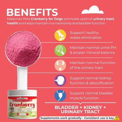Cranberry Supplement for Dogs – Cranberry Powder with D-Mannose, Marshmallow Root & Vitamin C – 173 Scoops
