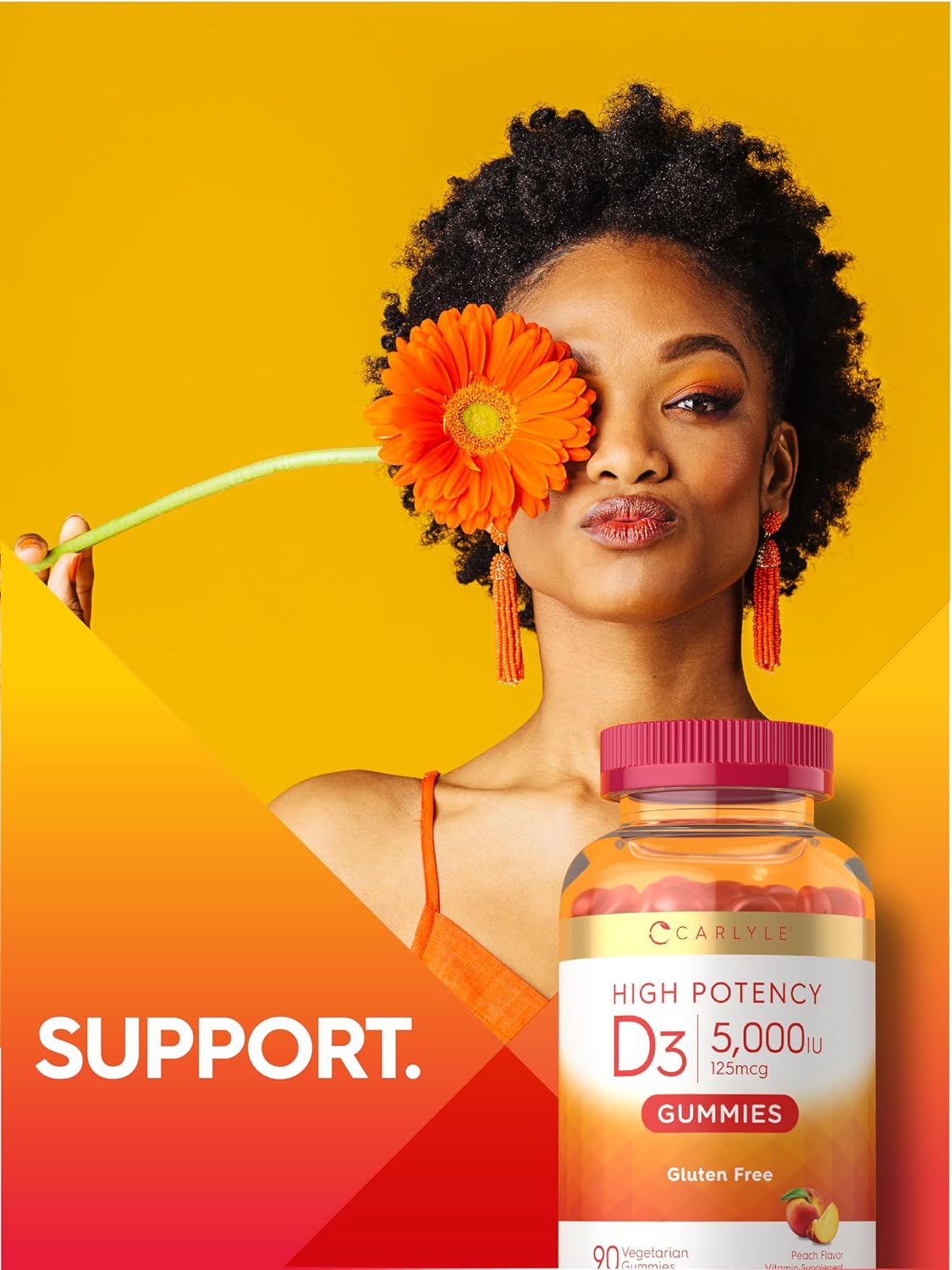 Carlyle Vitamin D3 Gummies 5000 IU (125 mcg) – 90 Count, Peach Flavour, Vegetarian & Non-GM - görsel 7