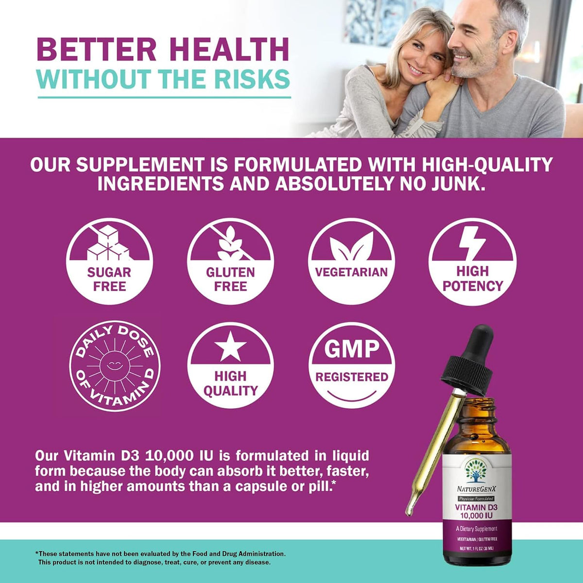 NatureGenX Vitamin D3 Liquid Drops – Immune System Support & Bone Health for Adults – Vegan, Non-GMO, Gluten-Free – 30ml (1-Month Supply) - görsel 4