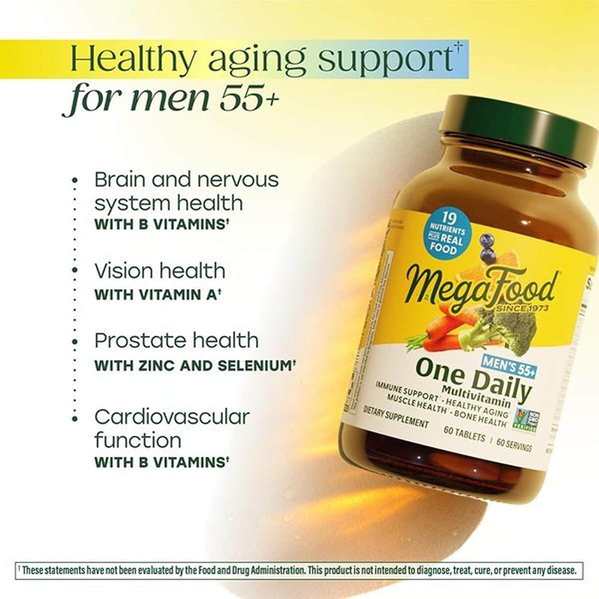 MegaFood Multivitamin for Men 55+ – Once Daily with Methylated B12, Vitamin D3, C & Zinc – 120 Tablets - görsel 3