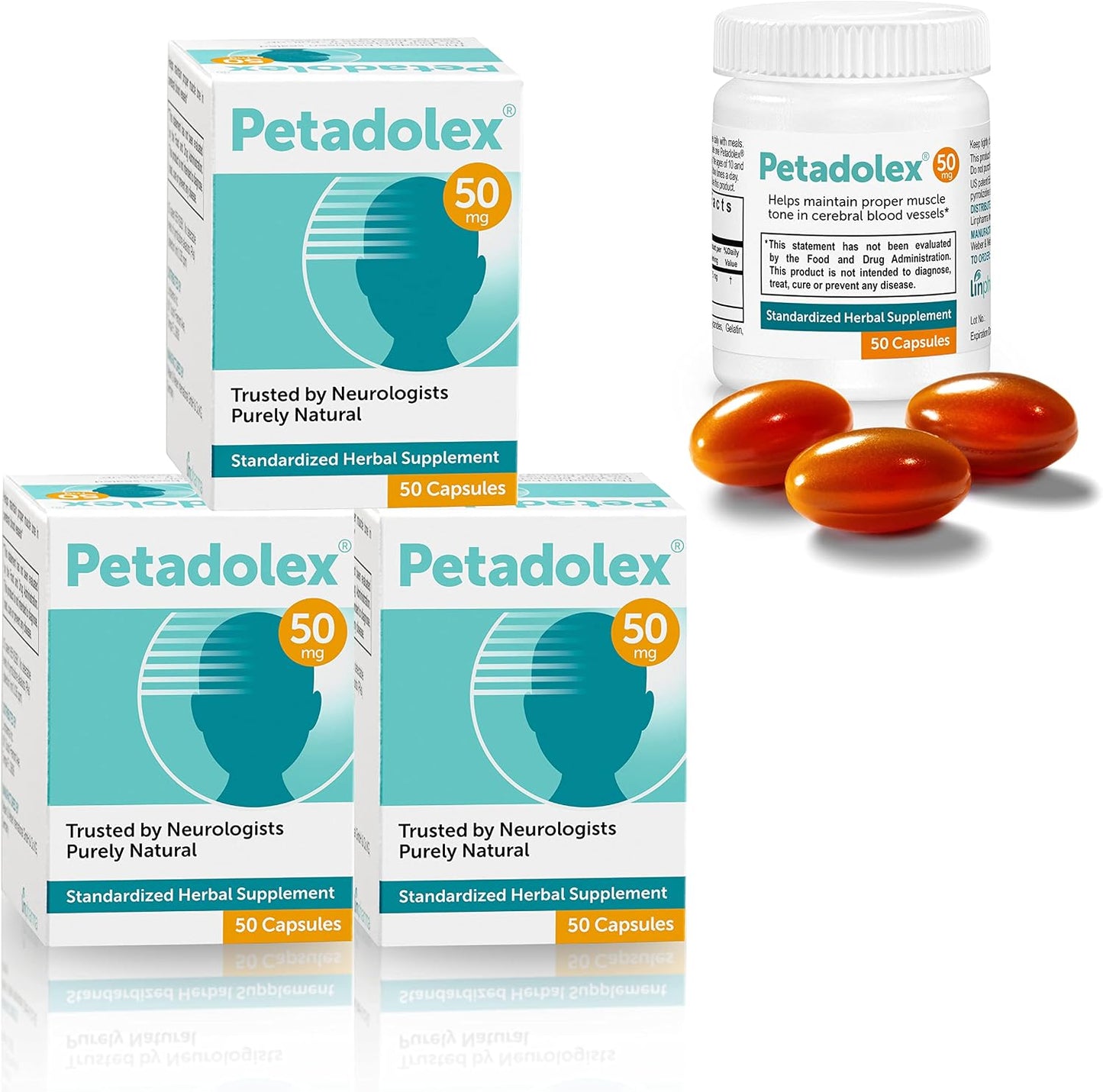 Petadolex 50mg Patented PA-Free Butterbur Root Extract – 3 Bottles - görsel 1