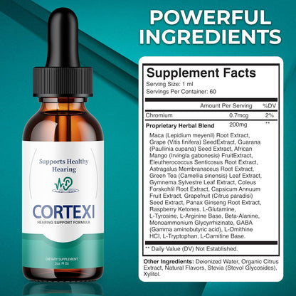 Cortexi Tinnitus Treatment Hearing Support with Chromium, Grape Seed, Astragalus, Maca Root – Hearing Support Drops Supplement (60 ml)