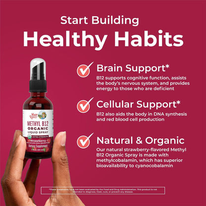 MaryRuth's Vitamin B12 Liquid Spray – USDA Organic, Methylcobalamin, 720 mcg