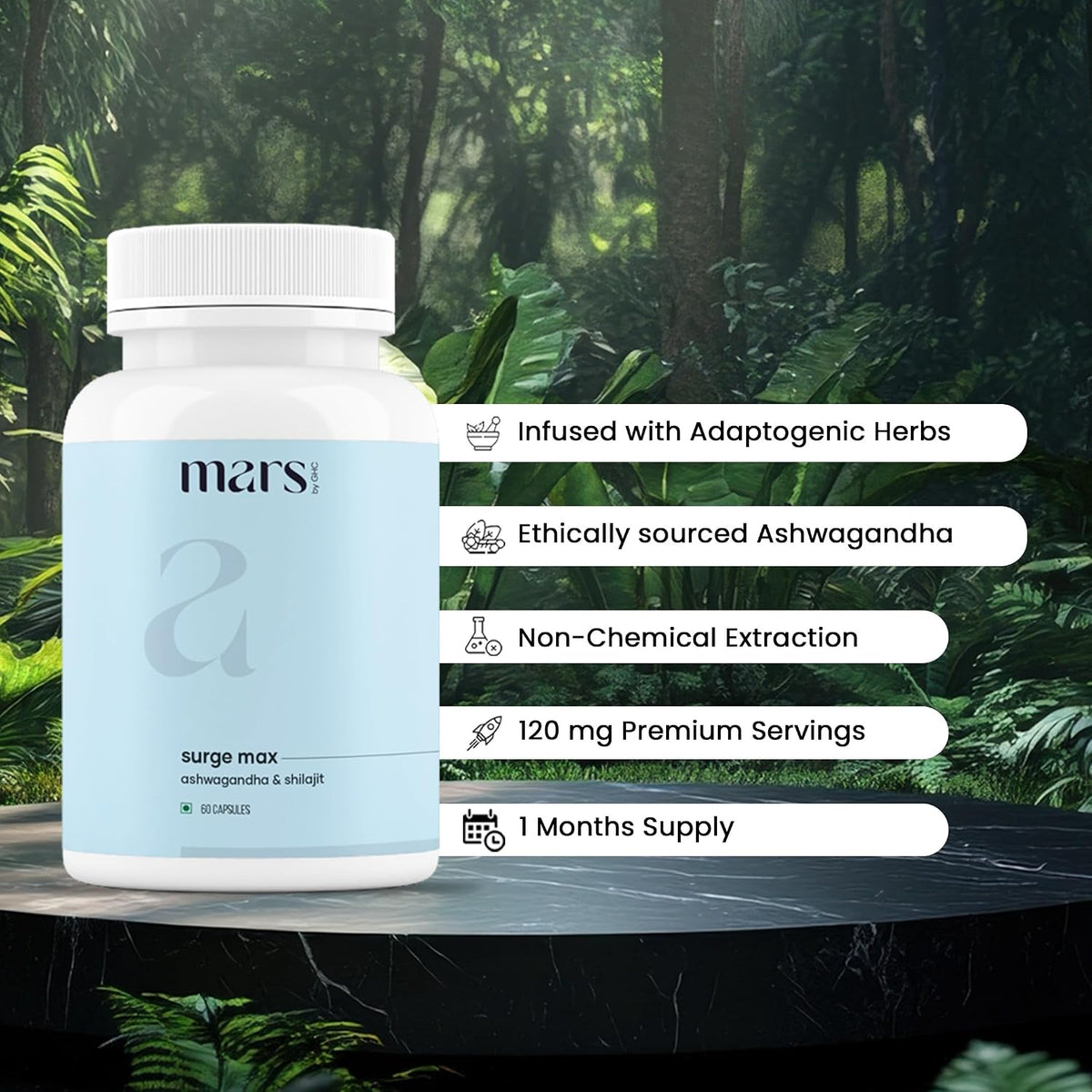 Mars Surgemax Natural Capsules with Shilajit & Safed Musli – 60 Capsules - görsel 2