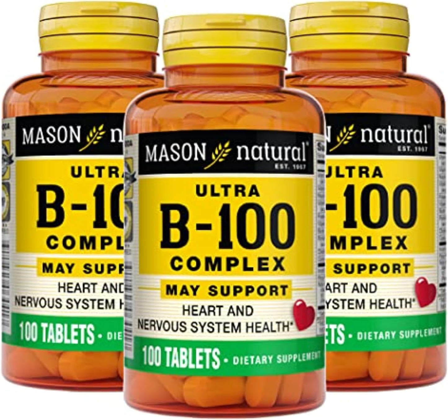 MASON NATURAL Ultra B-100 Complex - 300 Tablets (Pack of 3) - görsel 1